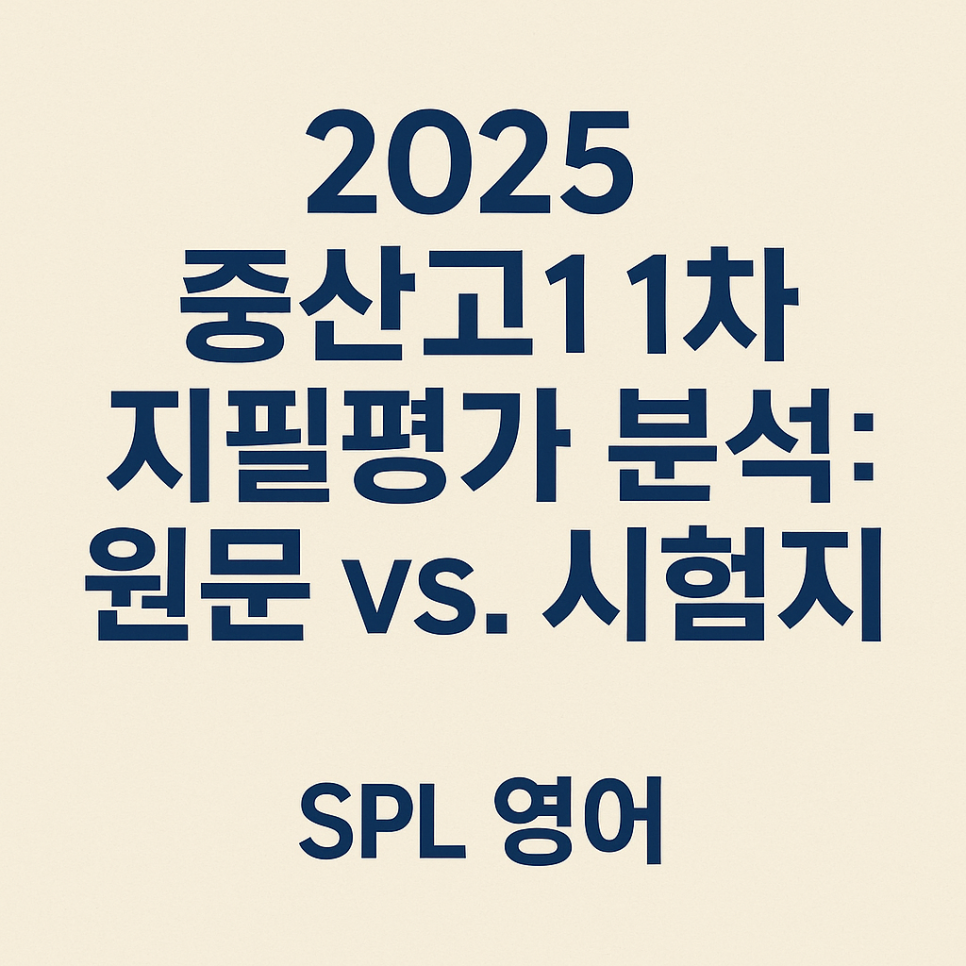 2025 중산고1 1차 지필평가 분석: 원문 vs. 시험지